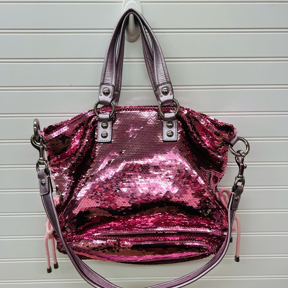 Coach Pink Sequin Tote Bag - Picture 8 of 9